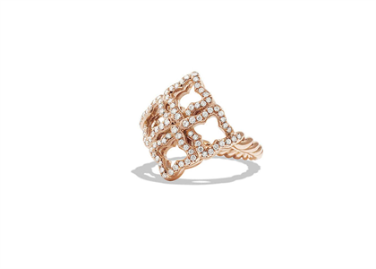 Rose Gold Plated CZ Studded Twisted Womens Ring